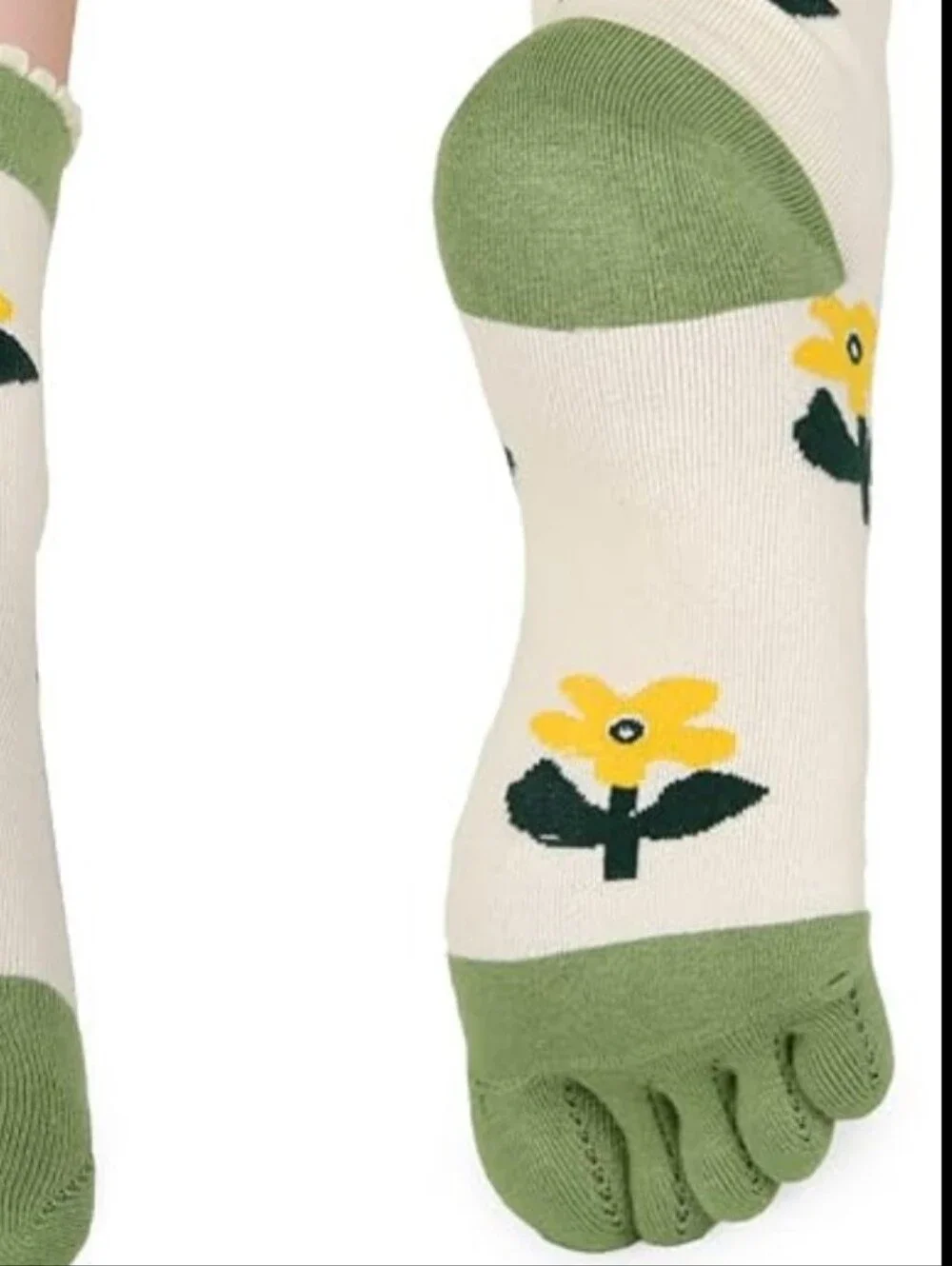 NWT 2 Pair Floral Five Toe Cotton Socks Womens SIZE  5-8